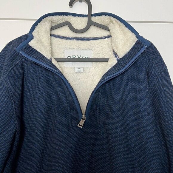 ORVIS Sweater Mens Sz M Blue 1/4 Zip Sherpa Long Sleeve Casual Outdoor Fall - Picture 4 of 12